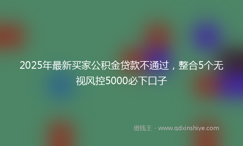 2025年最新买家公积金贷款不通过，整合5个无视风控5000必下口子