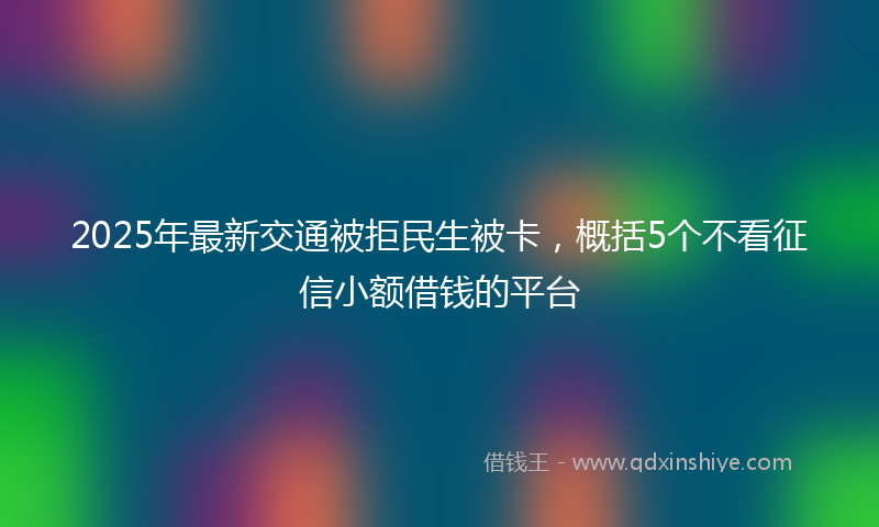 2025年最新交通被拒民生被卡，概括5个不看征信小额借钱的平台
