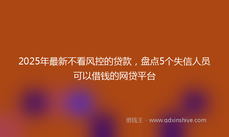 2025年最新不看风控的贷款，盘点5个失信人员可以借钱的网贷平台