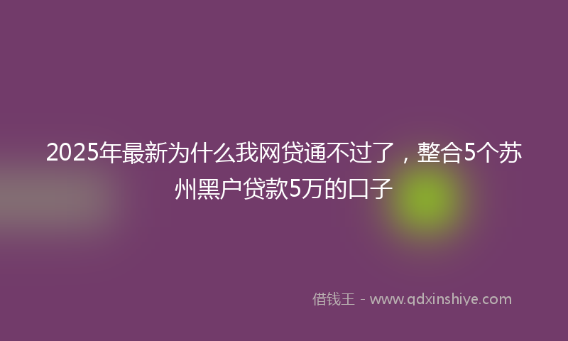 2025年最新为什么我网贷通不过了，整合5个苏州黑户贷款5万的口子