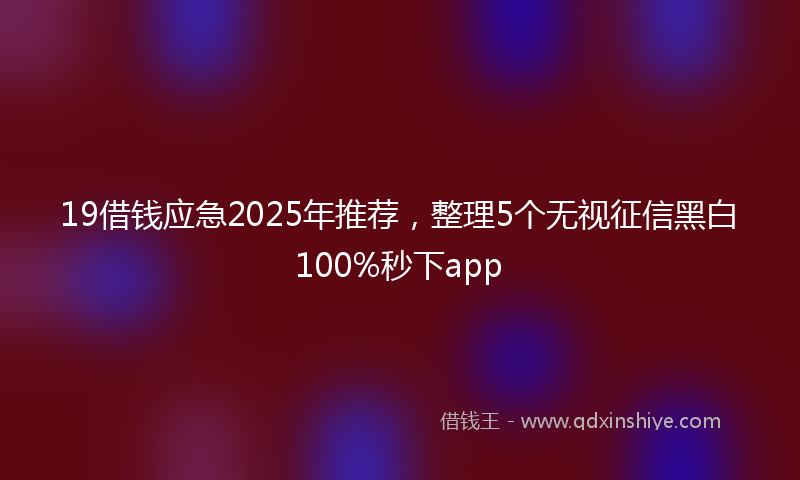 19借钱应急2025年推荐，整理5个无视征信黑白100%秒下app