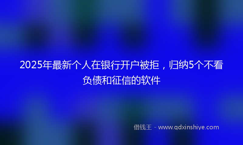 2025年最新个人在银行开户被拒，归纳5个不看负债和征信的软件