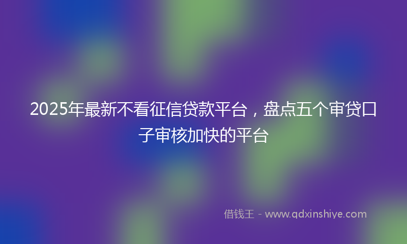 2025年最新不看征信贷款平台，盘点五个审贷口子审核加快的平台