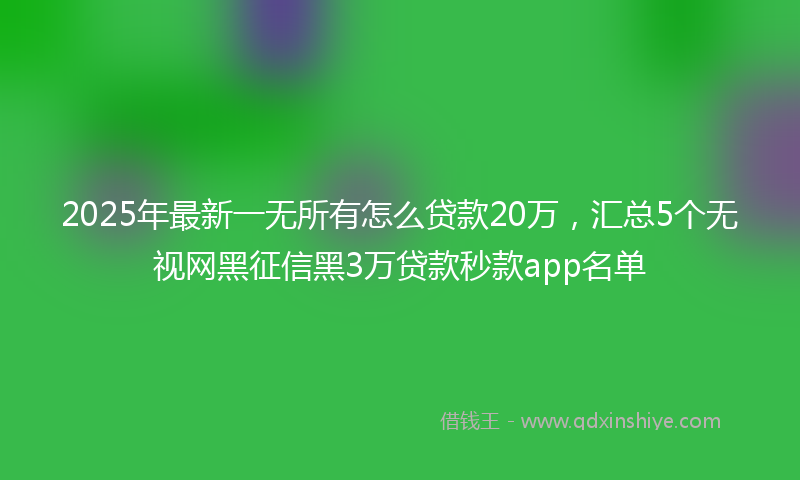 2025年最新一无所有怎么贷款20万，汇总5个无视网黑征信黑3万贷款秒款app名单