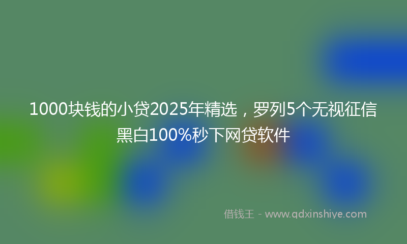 1000块钱的小贷2025年精选，罗列5个无视征信黑白100%秒下网贷软件