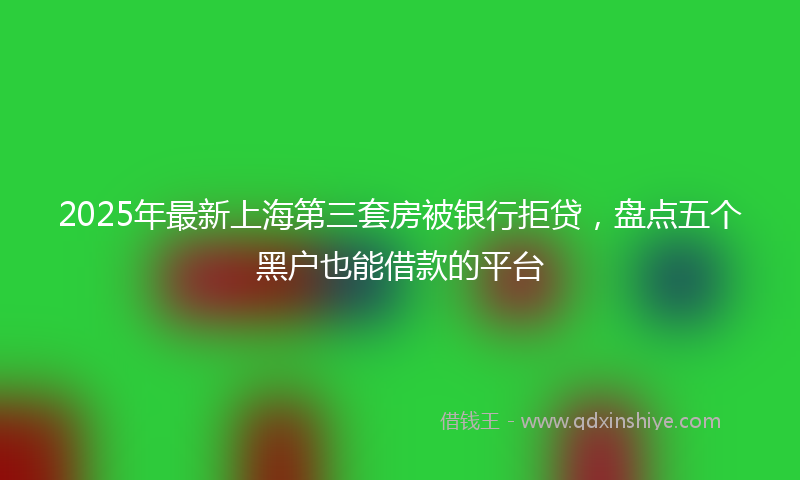2025年最新上海第三套房被银行拒贷，盘点五个黑户也能借款的平台