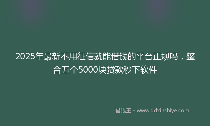 2025年最新不用征信就能借钱的平台正规吗，整合五个5000块贷款秒下软件