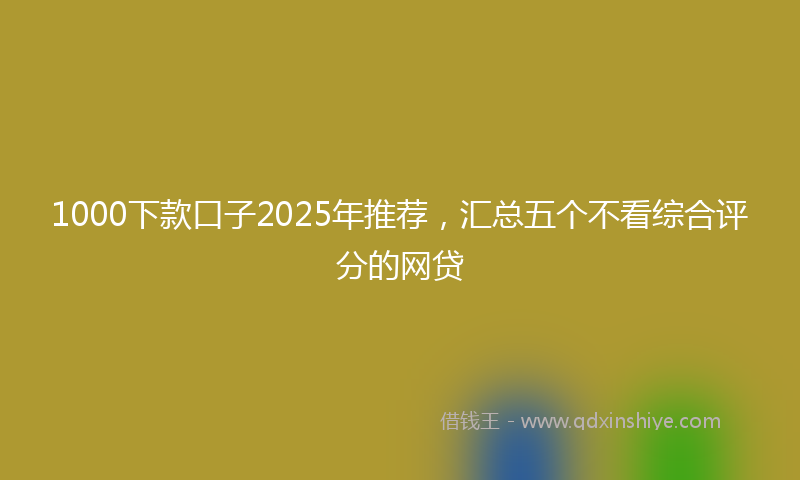 1000下款口子2025年推荐，汇总五个不看综合评分的网贷