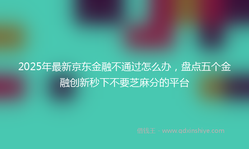 2025年最新京东金融不通过怎么办，盘点五个金融创新秒下不要芝麻分的平台