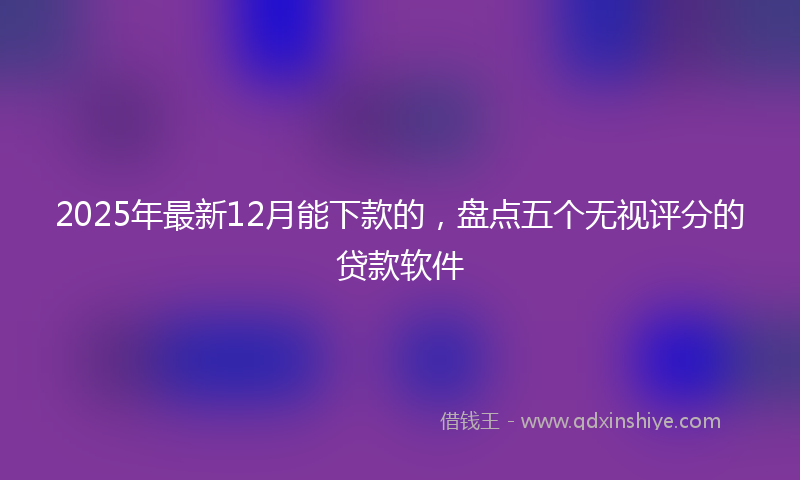 2025年最新12月能下款的，盘点五个无视评分的贷款软件