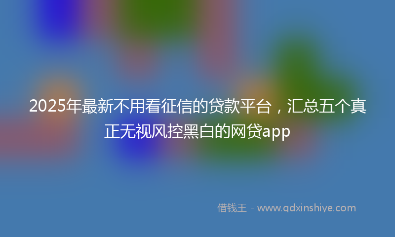 2025年最新不用看征信的贷款平台，汇总五个真正无视风控黑白的网贷app
