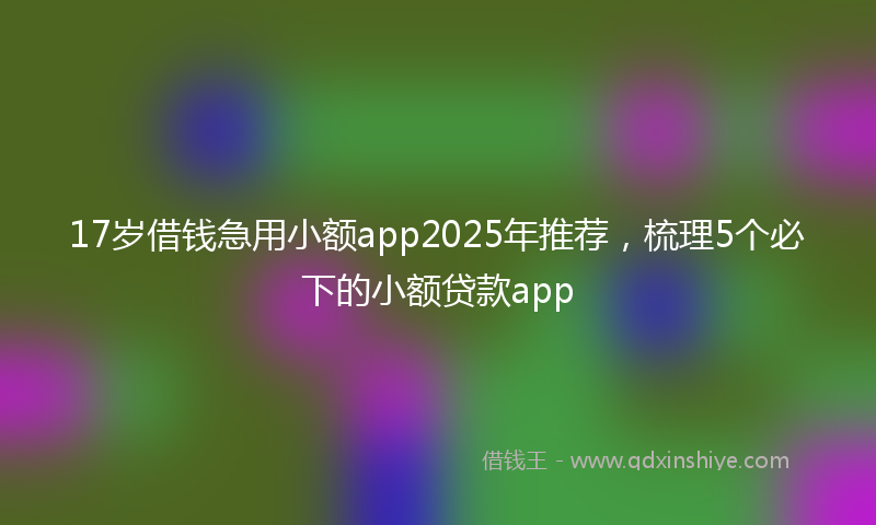 17岁借钱急用小额app2025年推荐，梳理5个必下的小额贷款app