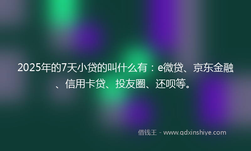 2025年的7天小贷的叫什么有：e微贷、京东金融、信用卡贷、投友圈、还呗等。