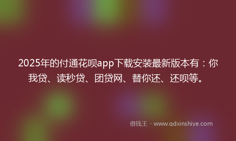 2025年的付通花呗app下载安装最新版本有：你我贷、读秒贷、团贷网、替你还、还呗等。