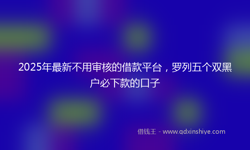 2025年最新不用审核的借款平台，罗列五个双黑户必下款的口子