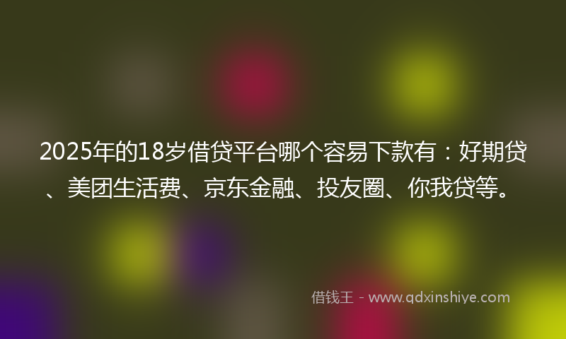 2025年的18岁借贷平台哪个容易下款有：好期贷、美团生活费、京东金融、投友圈、你我贷等。
