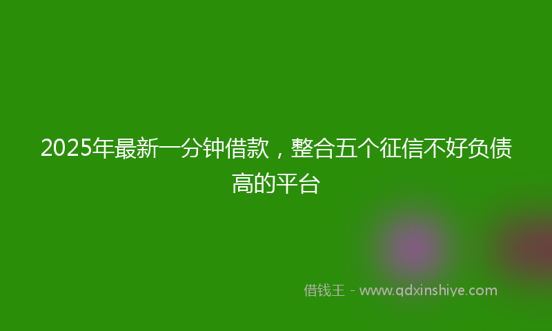 2025年最新一分钟借款，整合五个征信不好负债高的平台