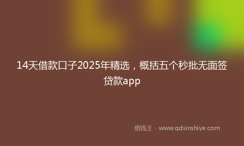 14天借款口子2025年精选，概括五个秒批无面签贷款app