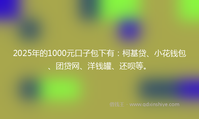 2025年的1000元口子包下有：柯基贷、小花钱包、团贷网、洋钱罐、还呗等。