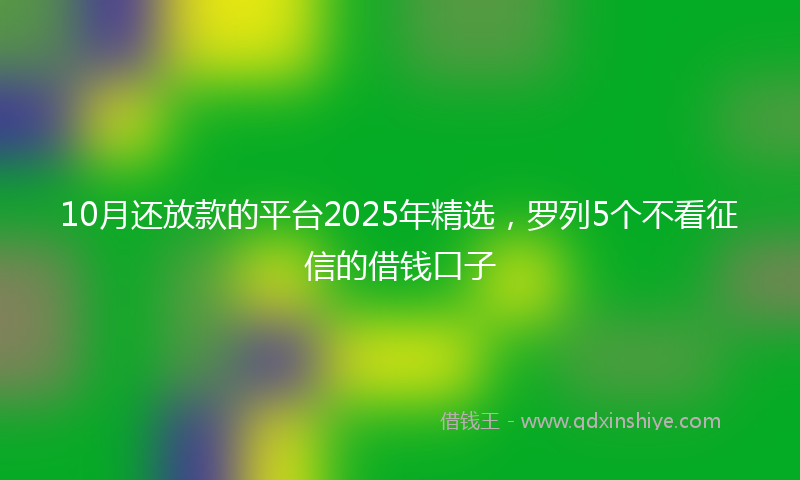 10月还放款的平台2025年精选，罗列5个不看征信的借钱口子