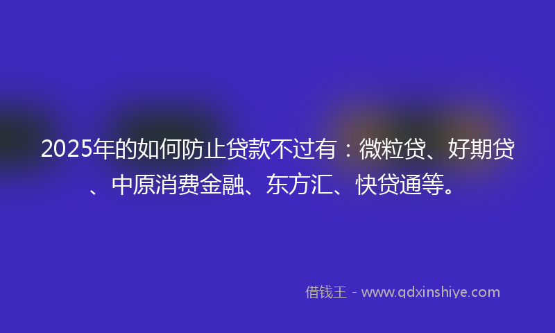 2025年的如何防止贷款不过有：微粒贷、好期贷、中原消费金融、东方汇、快贷通等。