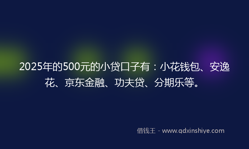 2025年的500元的小贷口子有：小花钱包、安逸花、京东金融、功夫贷、分期乐等。