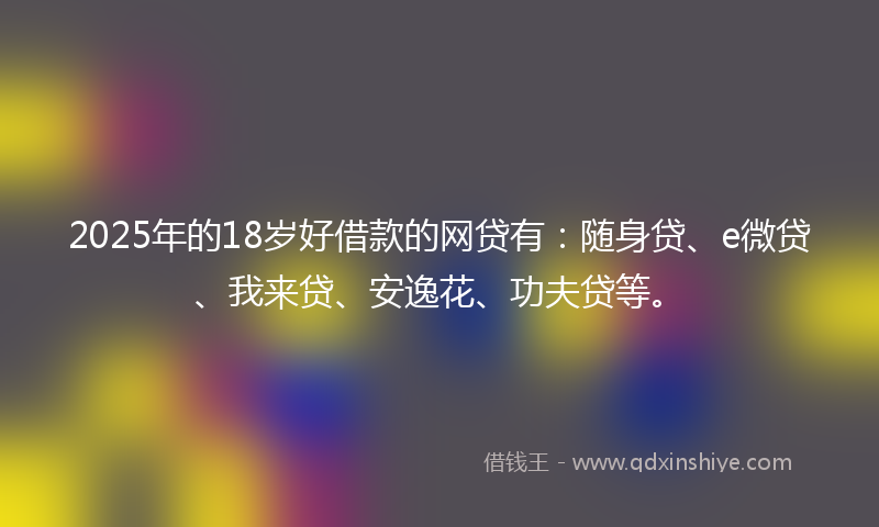 2025年的18岁好借款的网贷有：随身贷、e微贷、我来贷、安逸花、功夫贷等。