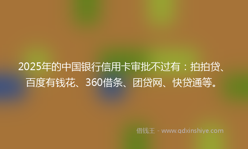 2025年的中国银行信用卡审批不过有：拍拍贷、百度有钱花、360借条、团贷网、快贷通等。