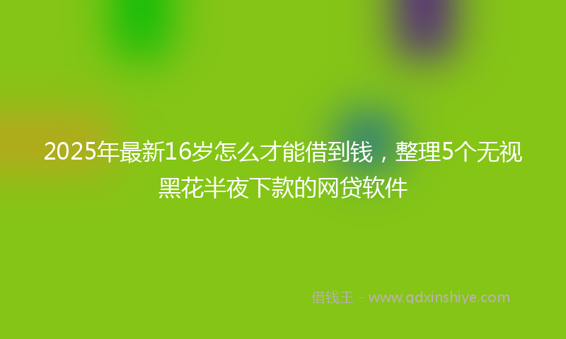 2025年最新16岁怎么才能借到钱，整理5个无视黑花半夜下款的网贷软件