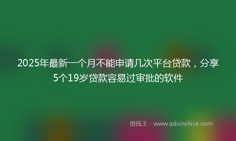 2025年最新一个月不能申请几次平台贷款，分享5个19岁贷款容易过审批的软件