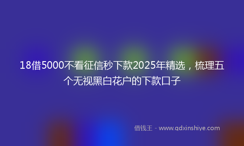 18借5000不看征信秒下款2025年精选，梳理五个无视黑白花户的下款口子