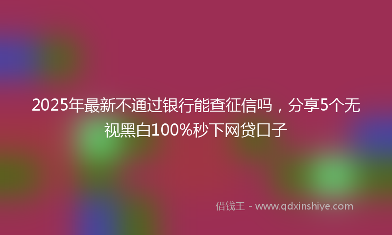 2025年最新不通过银行能查征信吗，分享5个无视黑白100%秒下网贷口子