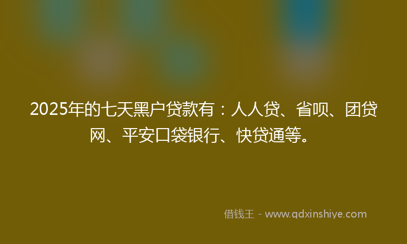 2025年的七天黑户贷款有：人人贷、省呗、团贷网、平安口袋银行、快贷通等。