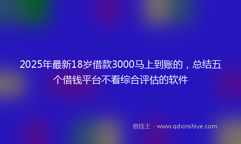 2025年最新18岁借款3000马上到账的，总结五个借钱平台不看综合评估的软件