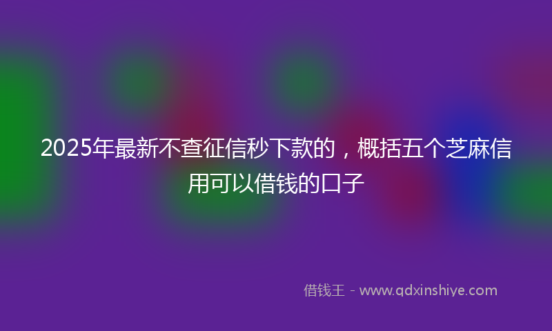 2025年最新不查征信秒下款的，概括五个芝麻信用可以借钱的口子