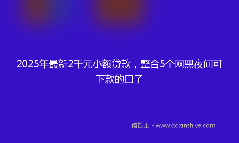 2025年最新2千元小额贷款，整合5个网黑夜间可下款的口子