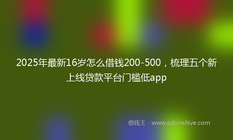 2025年最新16岁怎么借钱200-500，梳理五个新上线贷款平台门槛低app