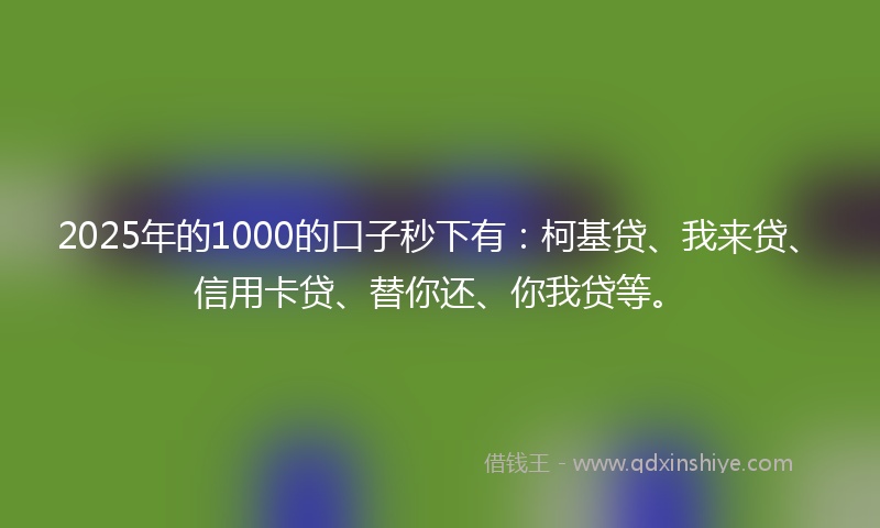 2025年的1000的口子秒下有：柯基贷、我来贷、信用卡贷、替你还、你我贷等。