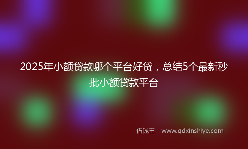 2025年小额贷款哪个平台好贷，总结5个最新秒批小额贷款平台