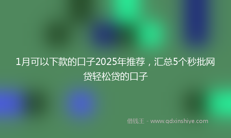 1月可以下款的口子2025年推荐，汇总5个秒批网贷轻松贷的口子