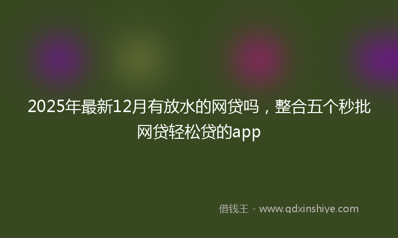 2025年最新12月有放水的网贷吗，整合五个秒批网贷轻松贷的app