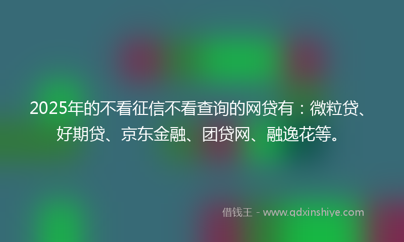2025年的不看征信不看查询的网贷有：微粒贷、好期贷、京东金融、团贷网、融逸花等。