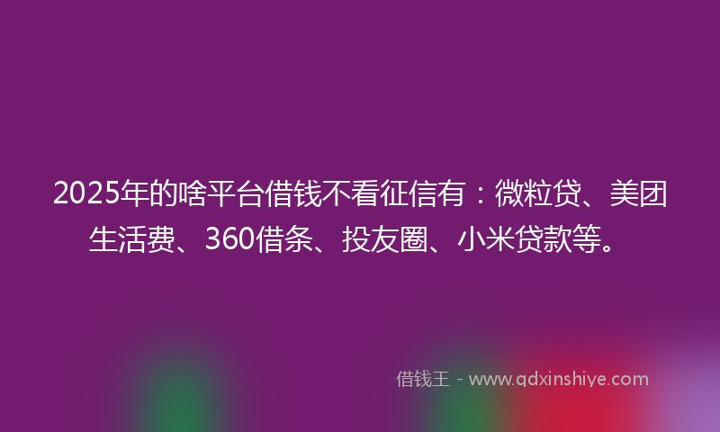 2025年的啥平台借钱不看征信有：微粒贷、美团生活费、360借条、投友圈、小米贷款等。