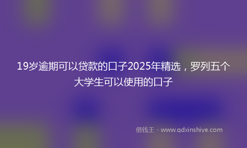 19岁逾期可以贷款的口子2025年精选，罗列五个大学生可以使用的口子