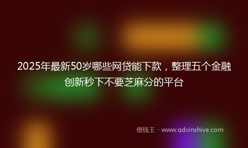 2025年最新50岁哪些网贷能下款，整理五个金融创新秒下不要芝麻分的平台