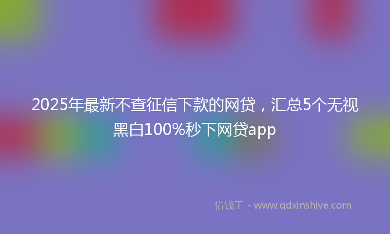 2025年最新不查征信下款的网贷，汇总5个无视黑白100%秒下网贷app