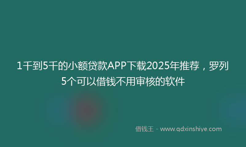 1千到5千的小额贷款APP下载2025年推荐，罗列5个可以借钱不用审核的软件