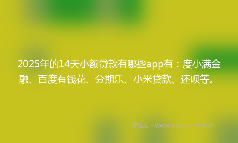 2025年的14天小额贷款有哪些app有：度小满金融、百度有钱花、分期乐、小米贷款、还呗等。