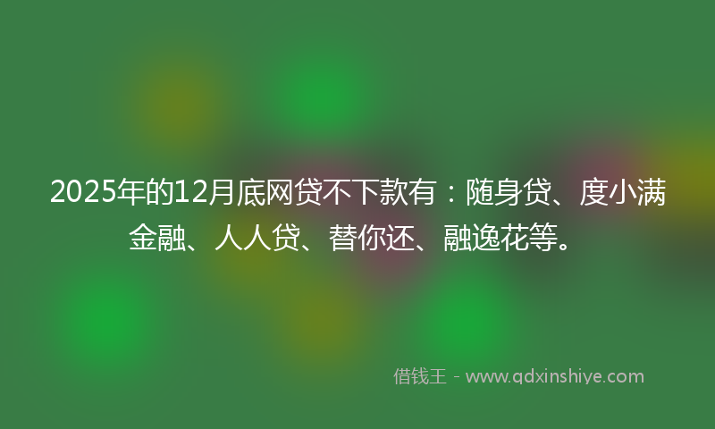 2025年的12月底网贷不下款有：随身贷、度小满金融、人人贷、替你还、融逸花等。