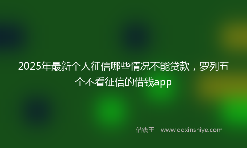 2025年最新个人征信哪些情况不能贷款，罗列五个不看征信的借钱app